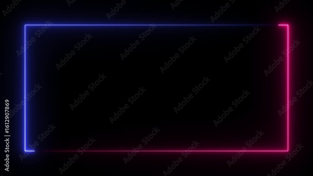 Poster neon rectangle animation. animated glowing rectangles abstract background. abstract neon studio back