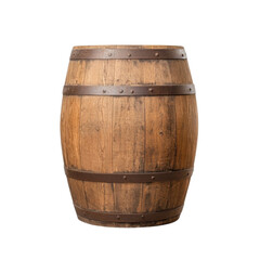 Fototapeta premium Classic oak storage barrel with metal bands, perfect for rustic decor and storage solutions
