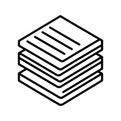Simple isometric stack of lined paper documents icon