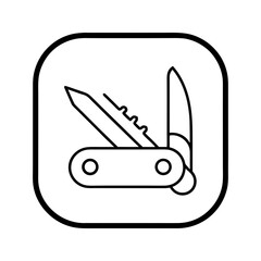 Icon of a swiss army knife with open blade and saw vector illustration