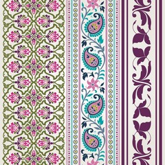 wedding card design, traditional paisley floral pattern , royal India	