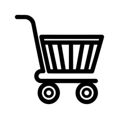 Simple black and white icon of a shopping cart vector illustration