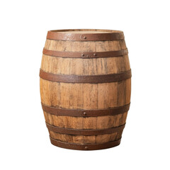 Obraz premium Classic oak storage barrel with metal bands, perfect for rustic decor and storage solutions