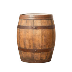 Classic oak storage barrel with metal bands, perfect for rustic decor and storage solutions