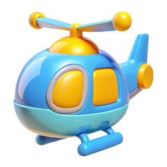 3d toy helicopter isolated on transparent background