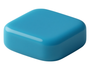 3D Rendered Blue Rounded Square Button with Smooth Surface
