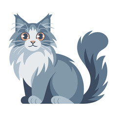 Maine Coon Cat, vector illustration on white background.
