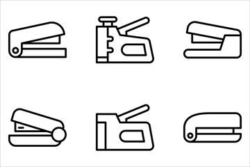 Stapler line icon set, outline vector sign, linear style pictogram isolated on white background