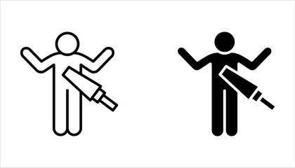 Metal detector vector icon set. Metal detector flat sign design on white background