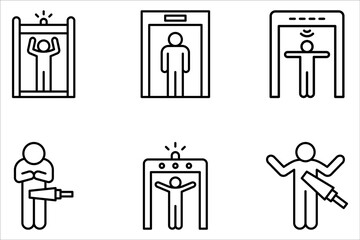 Metal detector vector icon set. Metal detector flat sign design on white background