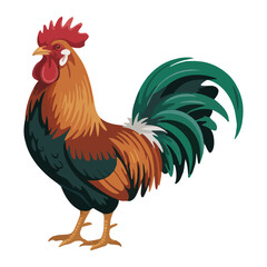 Rooster vector illustration on white background.