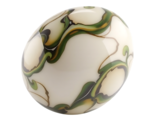 Abstract Sculptural Orb with Swirling Green and Gold Accents
