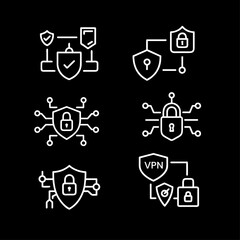 Cyber Security Line Icons for Safe Internet and Data Protection