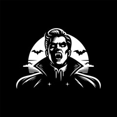 Stylish Monochrome Dracula Logo Vector