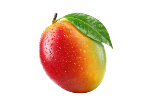 Fresh ripe mango with water droplets isolated on black background, Isolated On White Background, Png Transparent
