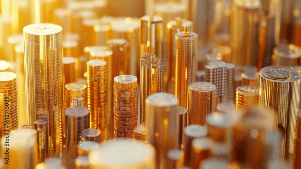 Sticker explore mesmerizing golden cylinders in a stunning visual display. ideal for backgrounds and artisti