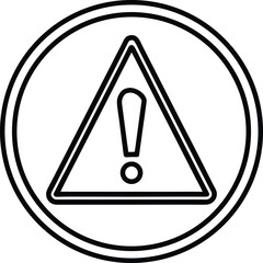 Universal Warning Symbol Black Circular Alert Icon with Triangle & Exclamation Mark for Caution and Safety Signage