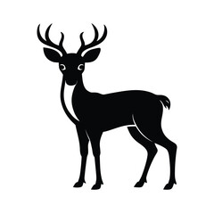 Elegant deer looking backwards silhouette on a clean white background