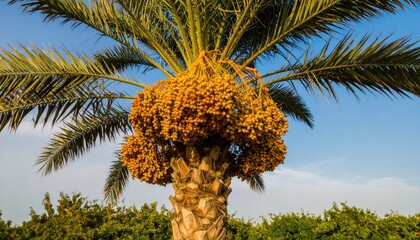 close up Dates fruit on tree 