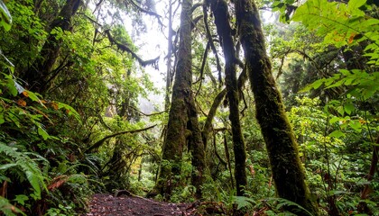 Fototapeta premium Lush rainforest canopy with path