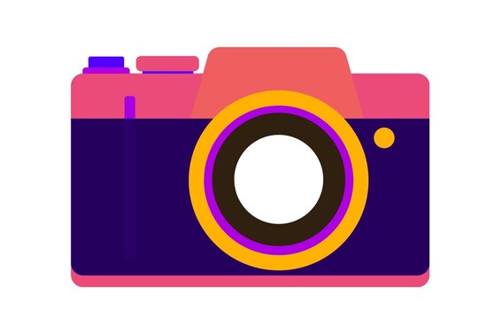 Digital camera for photo shoot and camera icon for digital camera illustration with lence and colorful cameras and analogue camera with lence and body flash.