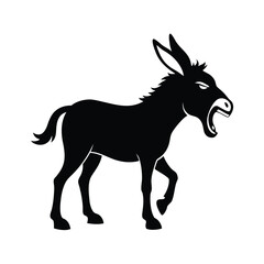 Obraz premium Loudly braying donkey silhouette graphic design on a clean white background