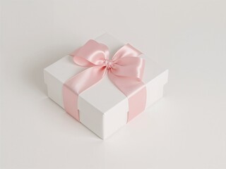 Elegant White Box with Pink Ribbon for Special Occasions and Holidays - Perfect Wrapped Gift for Joyful Moments and Festive Celebrations