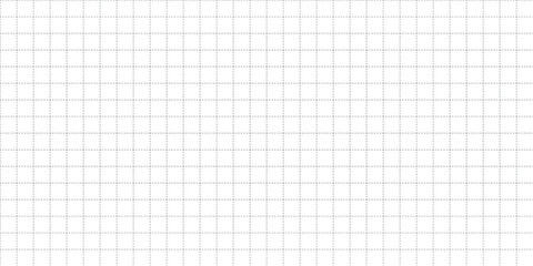 Squared dashed grid seamless pattern. Math paper notebook background. Dashed cross line texture. Squared notebook seamless pattern. Grid paper sheet. Vector illustration isolated on white background.
