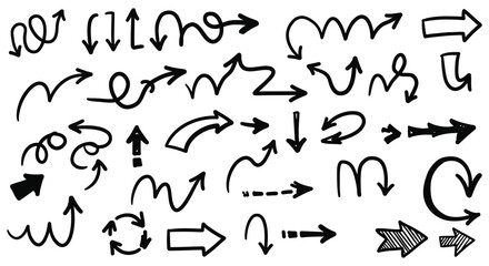 Hand Drawn Arrow Collection Black White Design Elements