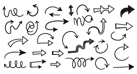 Hand Drawn Arrow Collection Black and White