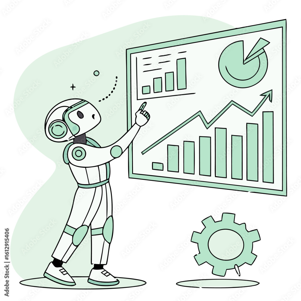Poster robot analytics artificial intelligence data science machine learning automation technology chart gr