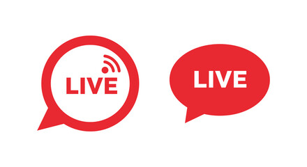 Live Streaming Icons Red Circle and Speech Bubble