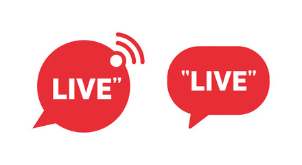 Live Streaming Icons Red Circle and Speech Bubble