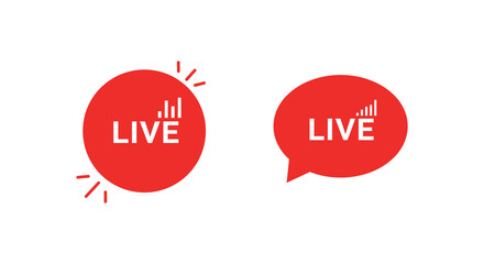 Live Stream Icons Red Circle and Speech Bubble