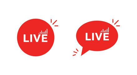 Live Streaming Red Icon Set for Social Media Platforms