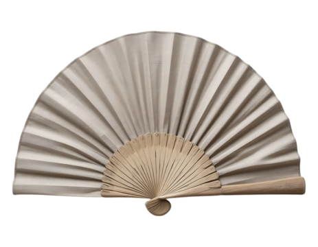 Elegant Beige Hand Fan with Wooden Handle