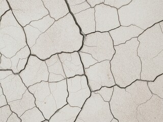 Cracked Surface Texture: Abstract Dry Mud Patterns and Natural Geometric Shapes on White Background