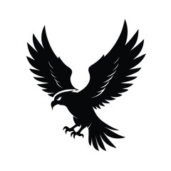 Obraz premium Majestic flying eagle silhouette with wings fully spread for banners and advertisements