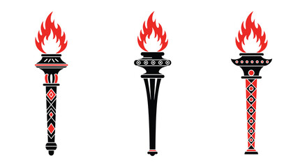 Torch with Flame Vector Illustration Symbolizing Victory and Inspiration