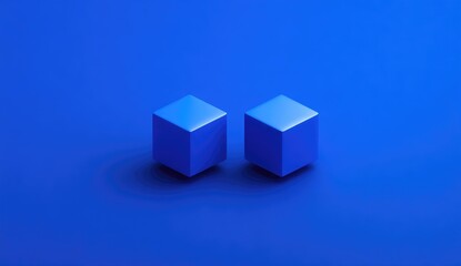 Obraz premium Two vibrant blue cubes on a deep blue surface