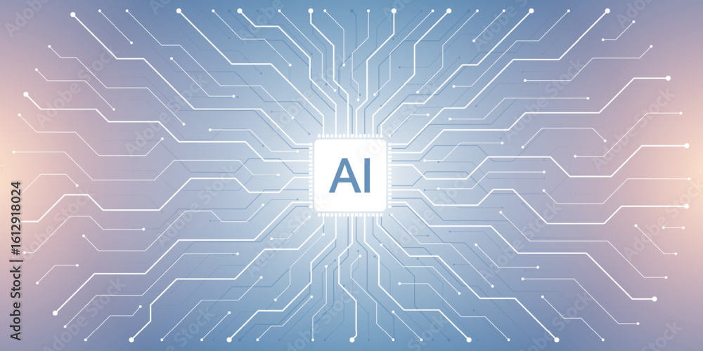 Aufkleber artificial intelligence icon, sign, logo in the circuit line style. ai processor vector icon flat de