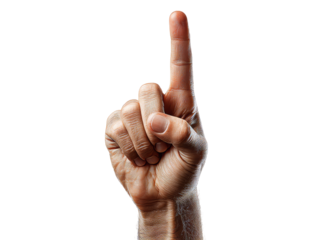 Male hand gesturing number one isolated black background, Isolated On White Background, Png Transparent