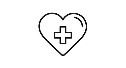 Obraz premium Heart With Cross Icon Healthcare Symbol