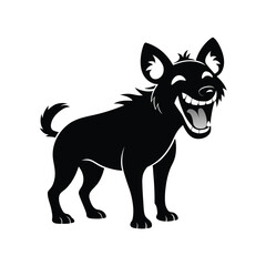 Laughing hyena silhouette animal pose vector graphic on white background