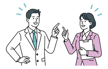 Minimal icon of business dialogue between professionals, symbolizing teamwork, shared ideas, and confident collaboration in workplace settings.