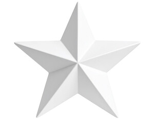 Obraz premium Matte White Faceted Star with Minimalist Design, isolated on a transparent background.