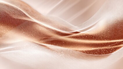Geometric shapes in copper and pearl on a shimmering background, creating modern texture and depth.