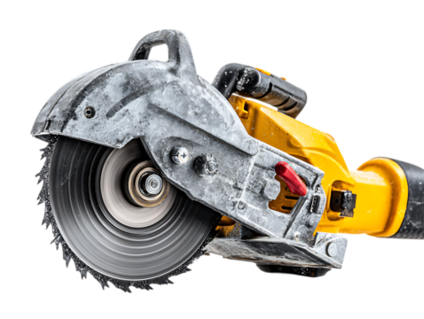 Electrical handsaw set on an angle grinder machine Isolated on a white background