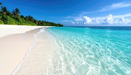 beautiful wave beach on white sand