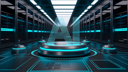 Artificial Intelligence concept featuring Generative AI and Large Language Models (LLM), symbolizing smart automation, data-driven processing, and futuristic AI technology
